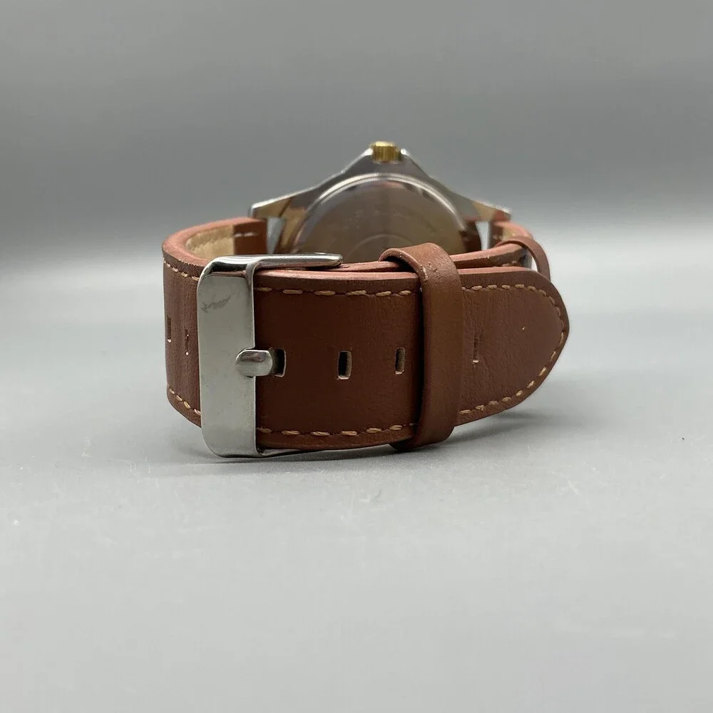 Armitron 20/5483TT Mens Watch 42mm Green Dial Brown Leather Day Date New Battery
